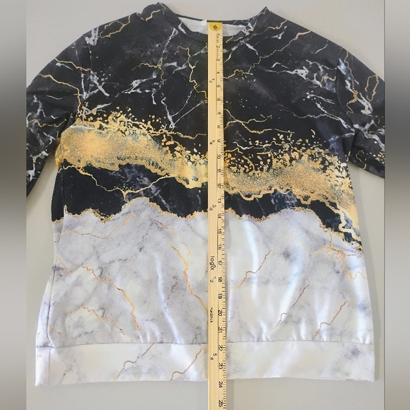 Marble Print Long Sleeve Shirt Unisex Men's Small or Women's Medium Lightning ⚡ - Picture 3 of 5
